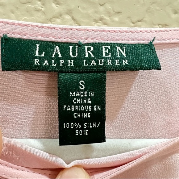 Lauren Ralph Lauren Womens Pink 100% Silk Blouse Long Flutter Sleeve Sz S Casual - Picture 3 of 8